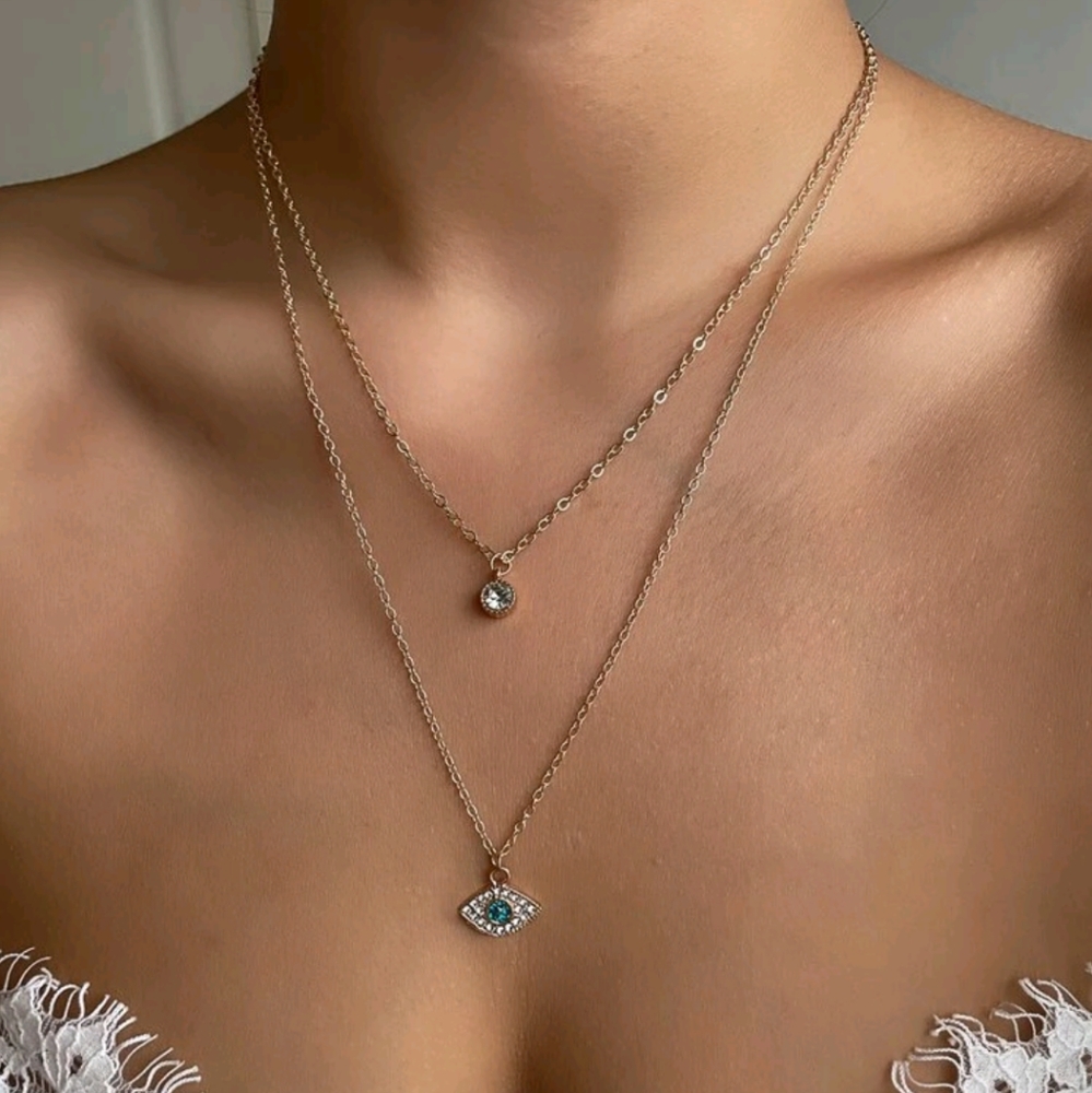 🍉5 For $25* Rhinestone Eye Necklace